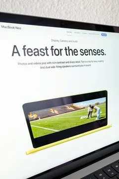 Macbook neo website showcasing display Stock Photos
