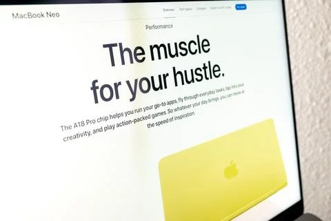 Macbook neo website showcasing performance Stock Photos