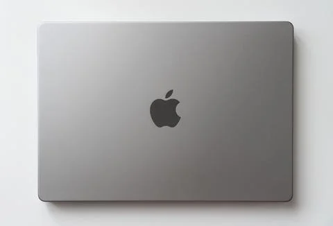 MacBook Pro 14 M1 chip Apple M1 Pro 2021 on the grey background. Stock Photos
