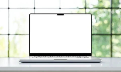 MacBook Pro blank screen 16 inch with Apple M1 Max chip. Modern frame less Pr Stock Illustration