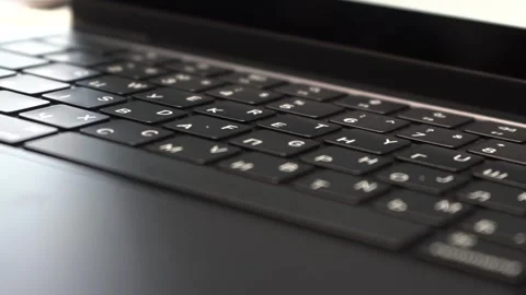 MacBook Pro with the new M2 chip in the store. Keybord close-up Stock Footage 240193795