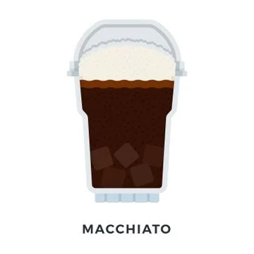 Macchiato coffee with ice cubes vector flat isolated Stock Illustration