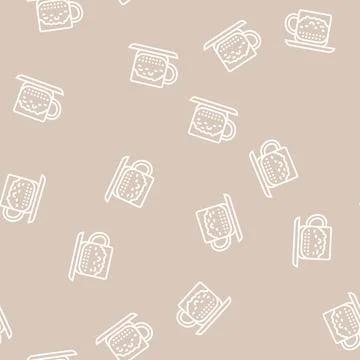 Macchiato coffee line seamless pattern Stock Illustration