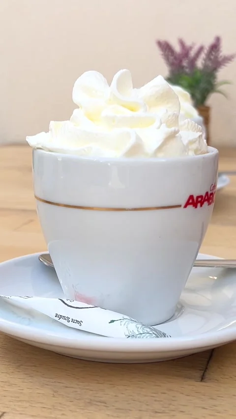 Macchiato Preparation of iced coffee with ice cream, whipped cream and chocolate Stock Footage 294530540