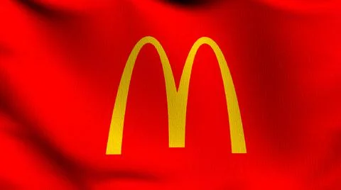 Macdonald flag blowing in the wind. 3D rendering illustration of waving sign. Ilustração Stock