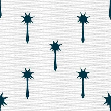 Mace icon sign. Seamless pattern with geometric texture. Vector Illustrazione stock