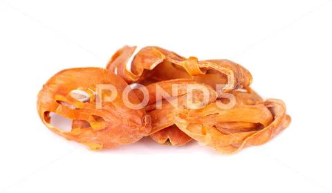 Photograph: Mace, nutmeg flower, myristica fragrans, isolated on white ...