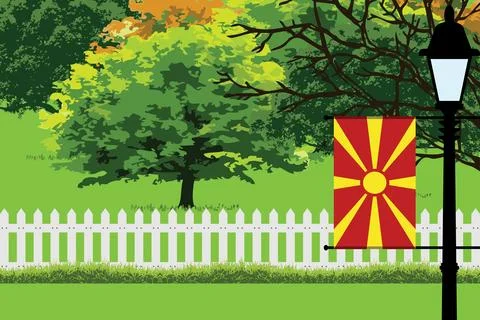 Macedonia Day Trees Lamp Vector Illustration Stock Illustration