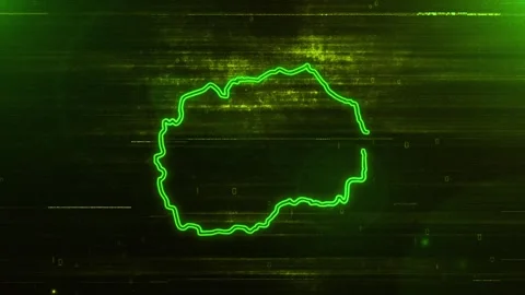 Macedonia Digital Futuristic Glitch Map Stock Footage 333604685
