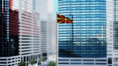 Macedonia Flag 3D Render Animation Waving in Front of Modern Glass Buildings Stock-Footage 333073552