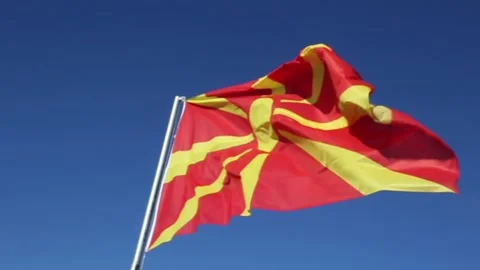 Macedonia flag in a clear day Stock Footage 156148223
