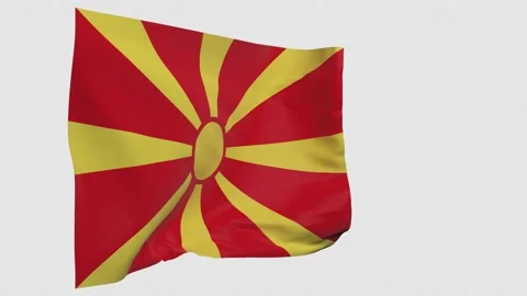 Macedonia flag on pole Stock Footage 148456472