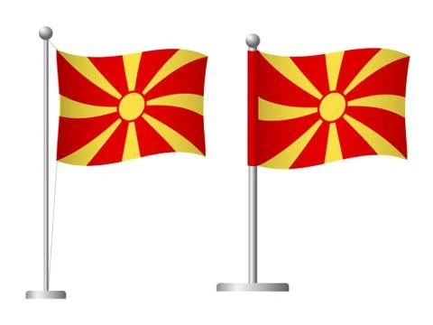 Macedonia flag on pole icon Stock Illustration