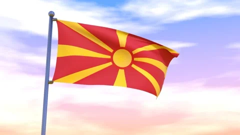 Macedonia Flag waving in the high wind Stock Footage 154711567