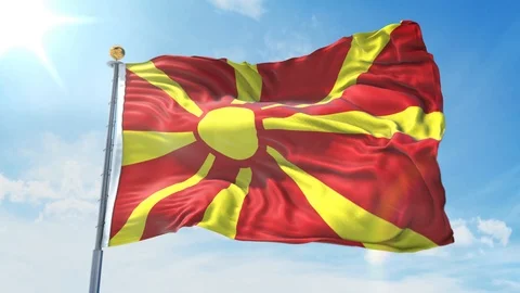 Macedonia flag waving in the wind against deep blue sky. National theme. Stock Footage 123984161