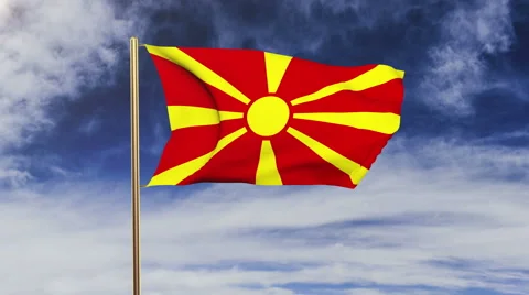 Macedonia flag waving in the wind. Looping sun rises style.  Animation loop Stock Footage 47975861