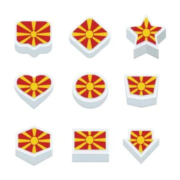 Macedonia flags icons and button set nine styles Stock Illustration