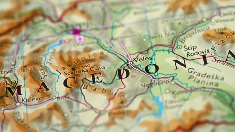 Macedonia highlighted on a world map 4K Stock Footage 300657982