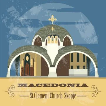 Macedonia landmarks. Retro styled image. Stock Illustration