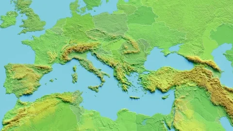 Macedonia Map 3D animated with Borders Video stock 348527626