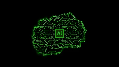 Macedonia Map AI Chipset Technology Opener Stock Footage 337081846
