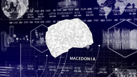 Macedonia Map Animation Loop | Growth, GDP, Oil Economy &amp; Development Insights 库存影片 331580735