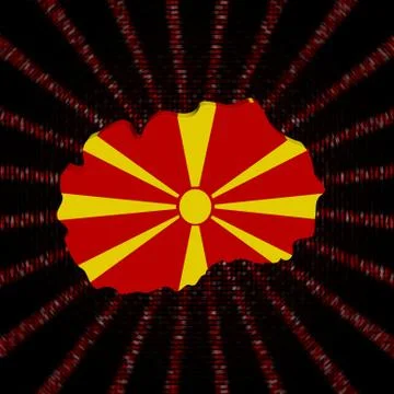 Macedonia map flag on red hex code burst illustration 库存插图