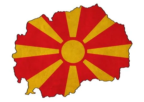 Macedonia map on macedonia flag drawing ,grunge and retro flag series Stock Illustration