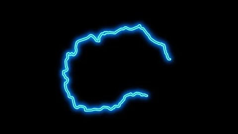 Macedonia Map Outline Neon Lights Stock Footage 332850021