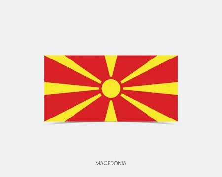 Macedonia Rectangle flag icon with shadow. 스톡 일러스트
