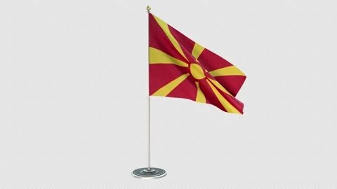 Macedonia Small Flag Pole Loops With Alpha Stock-Footage 162508611