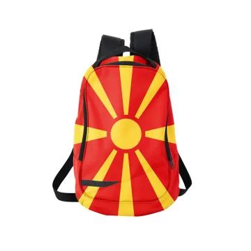 Macedonian flag backpack isolated on white Stock Photos