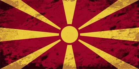 Macedonian flag. Grunge background. Vector illustration Stock Illustration
