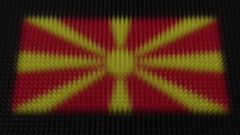 Macedonian Flag Light Shining on Scrolling Bullets Stock Footage 296129711