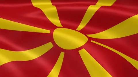 Macedonian flag in the wind Stock Photos