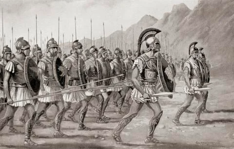 The Macedonian Phalanx, A Rectangular Infantry Formation Developed By Philip 库存照片
