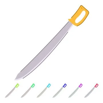 Machete blade with red handle vector graphic Illustration