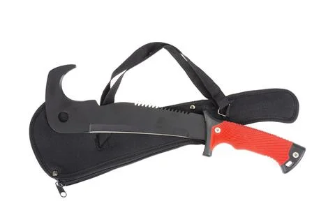 Machete with case isolated on white background. Photo Stock Photos