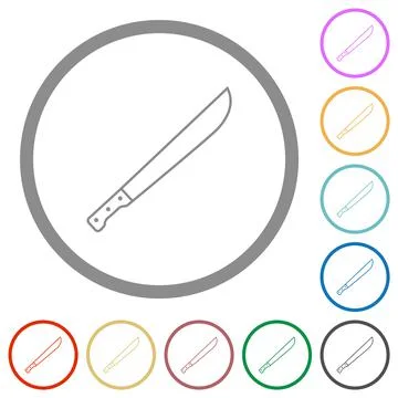 Machete flat icons with outlines 库存插图