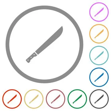 Machete flat icons with outlines Stock Illustration