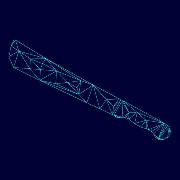 Machete or big knife low poly triangulation triangulated polygonal electric c Stock Illustration