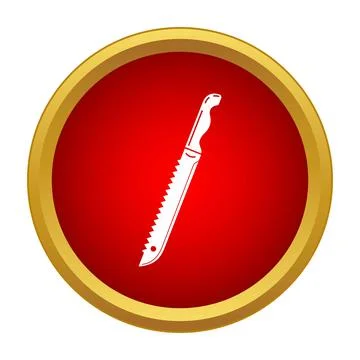 Machete survival tool icon on red button Stock Illustration