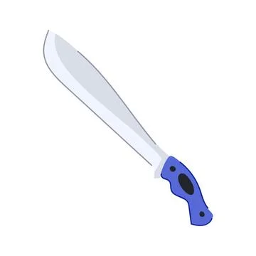 Machete tool with blue handle for cutting and clearing Stock Illustration