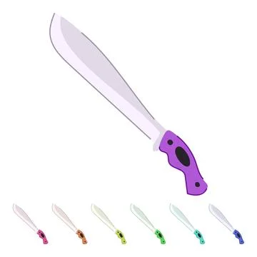 Machete tool with blue handle for cutting and clearing graphic Illustration