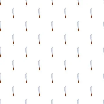 Machete tool seamless repeating pattern on white background Stock Illustration