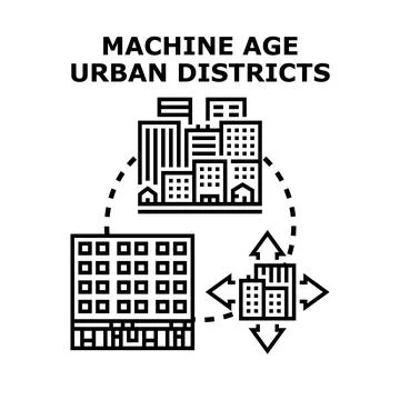 Machine age urban districts developing city infrastructure planning 스톡 일러스트
