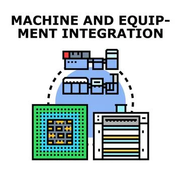 Machine and equipment integration process in smart industry 库存插图