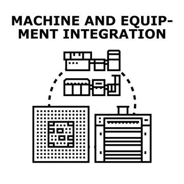 Machine and equipment integration process in smart industry Stock Illustration