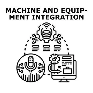 Machine and equipment integration process vector concept Stockillustratie