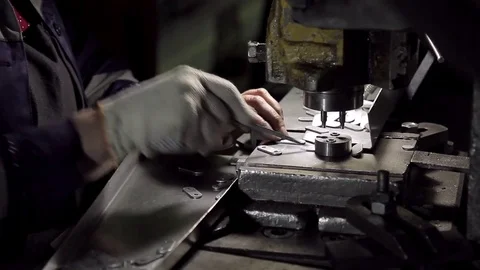 Machine and workers hands close-up in factory Stock Footage 72681917